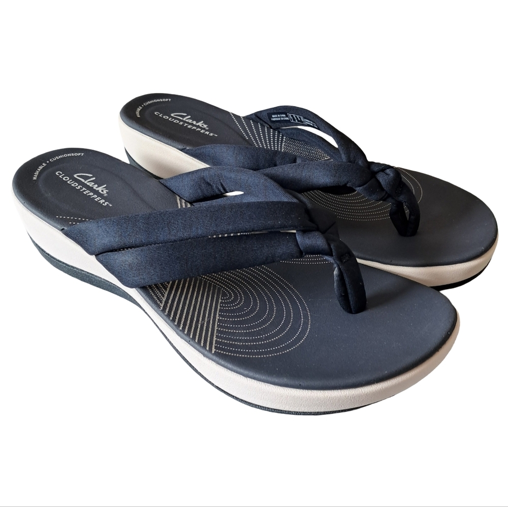 Clarks Cloudsteppers Arla Kaylie Navy Marine Women's Sandals Size 12 M New - Picture 7 of 8